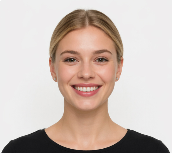 Not compliant: teeth showing